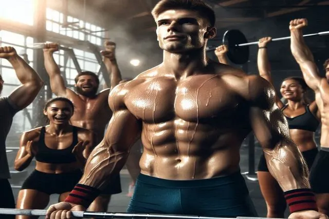 Utøver som bruker en massasjepistol etter en treningsøkt